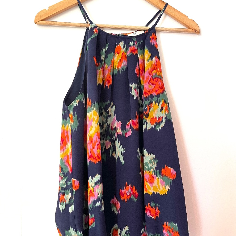 Joie Silk Navy Floral Halter Top